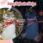 Cat Harness and Leash Escape Proof for Walking, Adjustable Soft Kitten Harness with Reflective Straps Step in Cat Vest Harness for Small Kitten and XS Dogs (Red, XS-Chest(10.2"-11.8"))