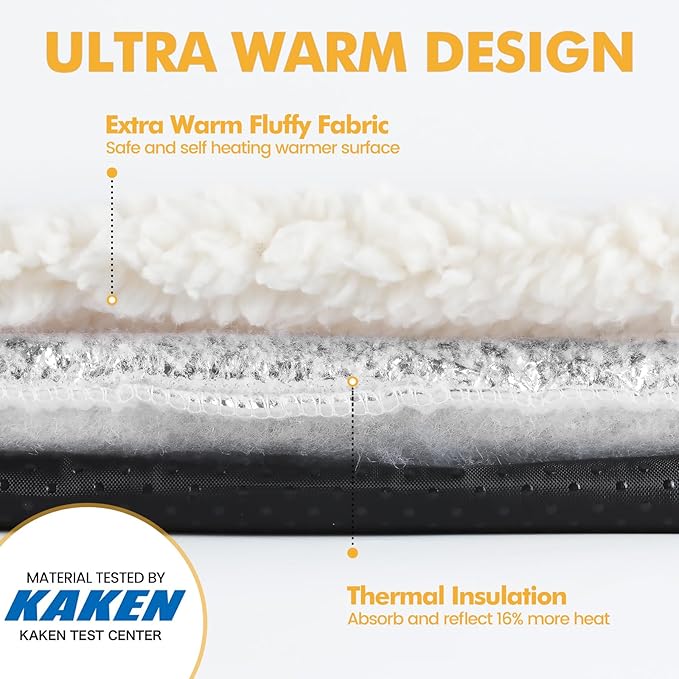 Self Warming Cat Bed Self Heating Cat Dog Mat 24 x 18 inch Extra Warm Thermal Pet Pad for Indoor Outdoor Pets with Removable Cover Non-Slip Bottom Washable Non Electric