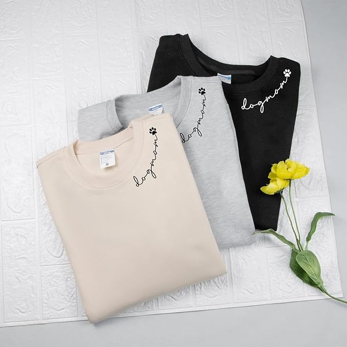 Personalized Dog Mom Sweatshirt, Custom Pet Name Sweater for Women, Dog Lover Gift, Cute Pet Apparel