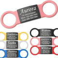 Anavia Slide On Silent Pet ID Tags, S/M/L/XL Personalized Black Stainless Steel Colored Silicone Cat Dog Name Tag, Customized Engraved Nameplate, Quiet Chew-Proof Pet Collar Tag (Pink, Medium)