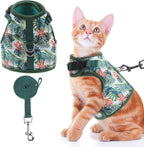 BINGPET Cat Harness and Leash Set Escape Proof for Walking,Step-in Harness with Lightweight Soft Breathable Mesh,Adjustable Easy Control Harness (Emerald Hues, L(Chest:12.5-16.5"))