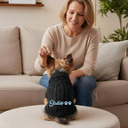Custom Dog Sweater with Embroidered Name Personalized Knitted Winter Clothes for Small Medium Large Dogs Soft Pet Sweater for Cats Girl Boy Christmas Birthday Gifts