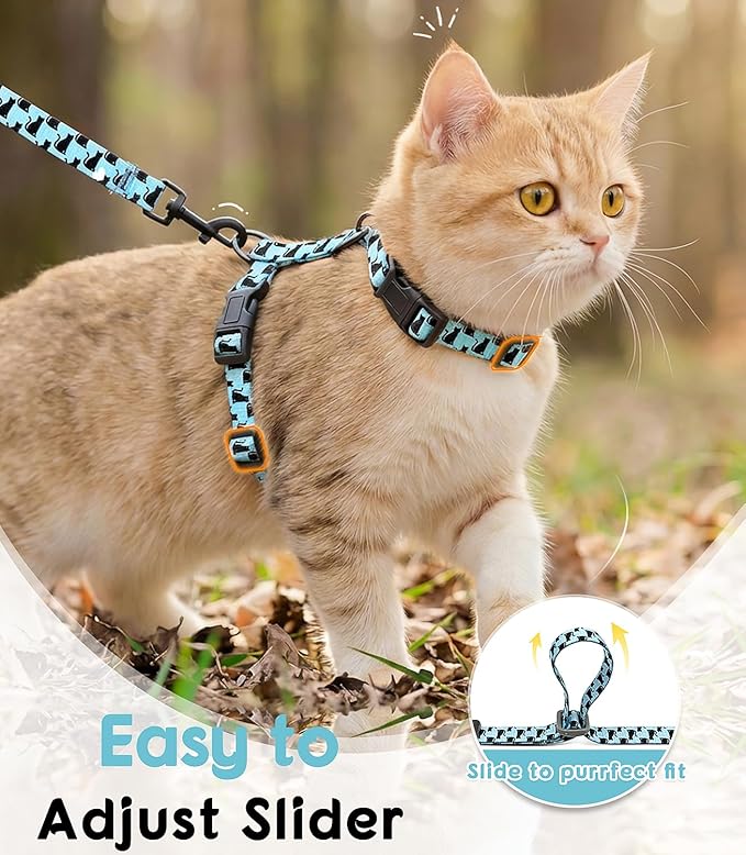 Halypet 2-Pack Cat Harness and Leash Set, Escape Proof 3-in-1 Adjustable Harness for Cats, Soft Lightweight, Easy On & Control for Walking, Travel & Outdoor Use, Light Blue Kitty, Small