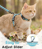 Halypet 2-Pack Cat Harness and Leash Set, Escape Proof 3-in-1 Adjustable Harness for Cats, Soft Lightweight, Easy On & Control for Walking, Travel & Outdoor Use, Medium (Orange & Blue)