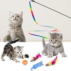 Kitten Starter Kit - 15 Piece Cat Essentials Set Includes Litter Box, Toys, Collars, Scratch Pad, Nail File, Automatic Feed Bowls, Grooming Gloves for Daily Life (Green)