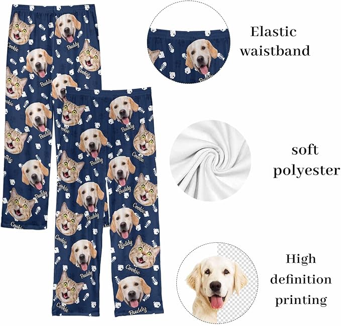 Custom Couple Pajama Pants Sock with Funny Face, Personalized PJ Anniversary Birthday Women Men Pants