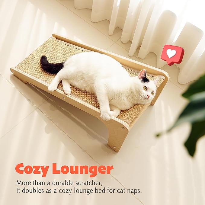 PETKARAY Art Cat Scratcher, 25.2" Sisal Scratching Ramp, L Shaped Scratch Pad for Indoor Cats, Oil Painting Cat Scratching Post