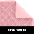 GORILLA GRIP Cat Litter Box Mat, 47x35, Water Resistant, US Designed Kitty Litter Trapping Mats, Easy to Clean, Scatter Control, Less Mess and Clean Floors, Kitten Supplies for Indoor Cats, Light Pink