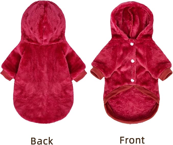 FabriCastle Dog Hoodie Sweater for Small Dogs Boy and Girl, Dog Clothes XS XXS Puppy Sweatshirt, Pet Outfit, Cat Clothing Super Soft Warm Snap On Closure (Wine red, Large)
