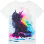 Funnycokid Girls Shirts Cat T Shirt Size 5-12 Clothes for Kids