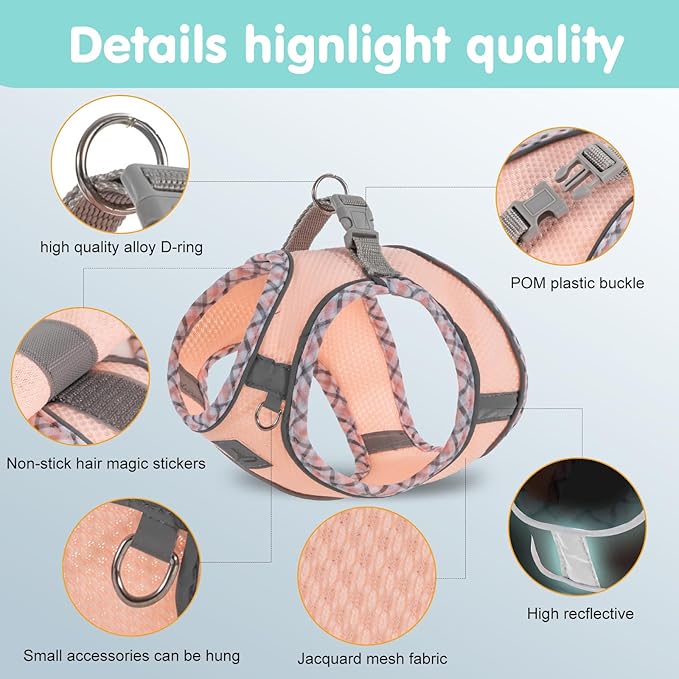 Dog Harness and Leash Set, No Pull Pet Harness for Small Dogs Easy Walking,Soft Breathable Small Dog Harness,Adjustable Reflective Step in Vest Harness for Puppy ,kitten, Cats