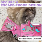 Cat Harness and Leash Set,Escape Proof Kitten Harness,Step in Adjustable Soft Lightweight,Easy Control,Reflective Strips Comfortable for Walking Travel(Pink,S)