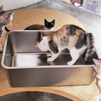 LIHONG Stainless Steel Cat Litter Box,Extra Large Metal Litter Box for Big Cats Kitty Rabbits,No Smell,Non Stick,Easy to Clean(24" Lx16 Wx8 H,XL)