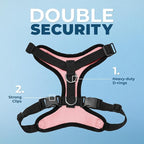 Voyager Escape-Proof Step-in Lock Cat Harness & 5ft Neoprene-Handle Leash Set All-Weather Mesh with Reflective Stitching for Small to Large Cats by Best Pet Supplies, Pink/Black Trim, S