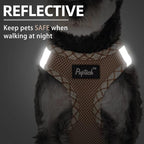 PUPTECK Dog Harness and Leash Set for Small Medium Dogs No Pull Step-in Soft Mesh Puppy Cat Vest Harnesses Reflective at Night, Beige M