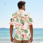 Custom Hawaiian Shirt with Face for Men, Unisex Tropical Beach Shirts Personalized Casual Funny Hawaii Button Down Shirts