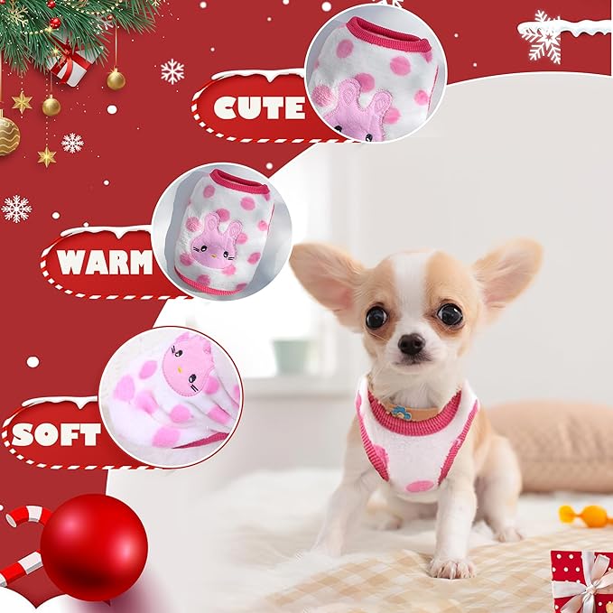 2 Pieces Chihuahua Sweater for Teacup & Extra Small Dogs - Xmas Pet Puppy & Cat Clothing - Warm Winter Clothes (X-Small)