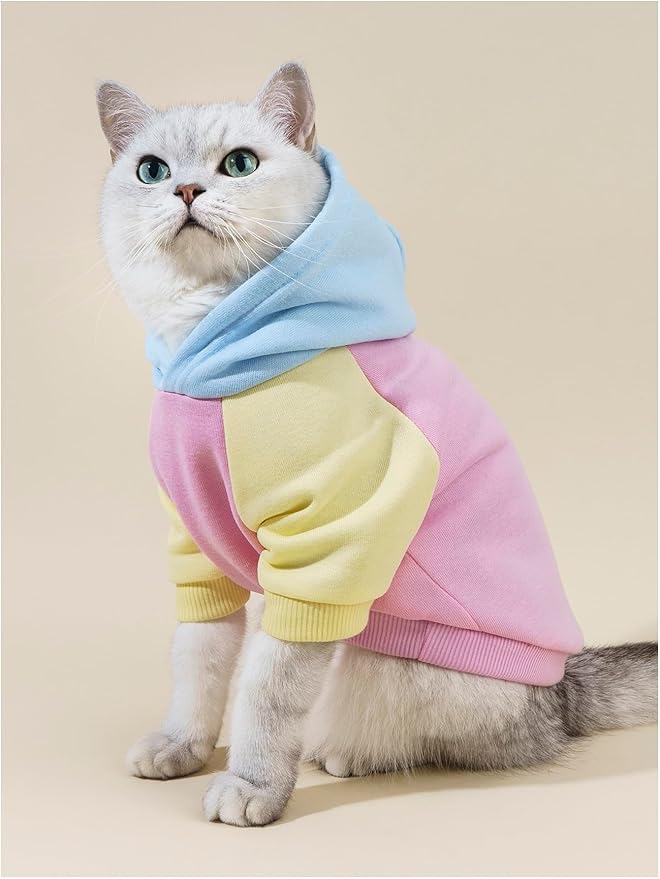QWINEE Basic Dog Hoodie Sweatshirt Puppy Sweater Warm Cat Costumes Pet Clothes for Chihuahua Puppy Kitten Small Medium Dogs Pink X-Small