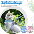 Cat Harness and Leash Escape Proof for Walking, Adjustable Soft Kitten Harness with Reflective Straps Step in Cat Vest Harness for Small Kitten and XS Dogs (Blue, M)