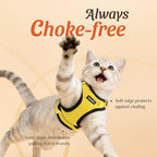 Dooradar Cat Harness and Leash Set, Escape Proof Safe Adjustable Kitten Vest Harnesses for Walking, Easy Control Soft Breathable Mesh Jacket with Reflective Strips for Cats, Yellow, S