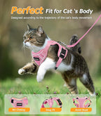 Halypet Cat Harness and Leash Set [MAX Safety 4th-Gen Upgrade] Escape Proof Adjustable Cat Leash Comfortable Soft Vest Easy to Wear Kitten Harness with Reflective Strip for Cats Walking, M Pink