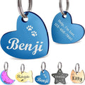 Anavia Small Size Dog Cat ID Tags, Small/XS Personalized Color Plated Stainless Steel Puppy Kitten Name Tags, Customized Engraved Nameplate Pet Collar Tag (Blue, Heart)