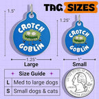 Bad Tags Personalized Dog and Cat ID Tags in 25+ Designs and 2 Sizes - 5 Lines of Custom Engraved Text - Funny Cute Personalized Pet Tags (Crotch Goblin, Large (1.25 inch))