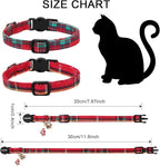 Cat Collar,2 Pack Cat Collars Breakaway with Bell, DOGWONG Safety Buckle Red Christmas Plaid Cat Collar for Girl Boy Cats and Small Dogs，Adjustable 7-12 Inch,Pet Supplies Accessories
