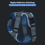 Rttochfy Cat Harness and Leash Set, Adjustable and Reflective Cat Vest, Escape Proof Kitten Harness, Easy to Put on with 3 Buckles for Cats Walking and Traveling (Blue, M)
