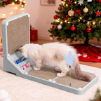 Cat Scratching Post Cat Scratching Board,2-in1 L Shaped Cats Cardboard Scratcher with Box, Kitten Scratcher Ball Wall Scratchers Pad for Indoor Cats Grey