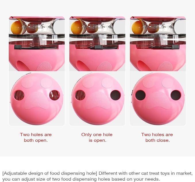 Cat Toy for Indoor Cats Wobble KittenTreat Dispensing Ball Food Dispenser Puzzle Slow Feeder Balls Kitty Stimulating Indoor Interactive Brain Game Toys Gift (Pink)