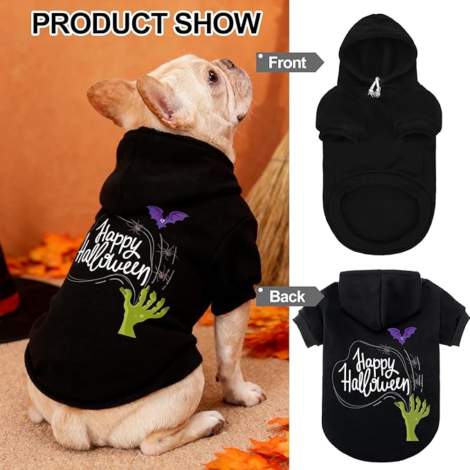 EXPAWLORER Dog Hoodie-Soft and Warm Dog Sweaters, Pet Clothes Autumn Winter Coat Sweatshirt with Halloween Theme Print for Puppy,Cat, Small Medium Large Dogs