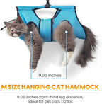 Pet Grooming Hammock for 5-11 lbs Pets, Door-Hook Hanging with Adjustable Height & Full Straps, Machine Washable with 1 Tool Bag Included Blue