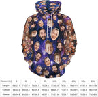 Artsadd Custom Face Unisex athletic Pockets Sweatshirt Loose Hoodie Custom Christmas Long Sleeve Sweatshirt Hooded Pullover