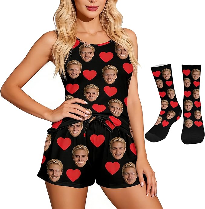 Artsadd Custom Pajamas for Women Men Family, Personalized Face Pjs Pajama Pants, Funny Pet Photo Loungewear Sleepwear Jammies
