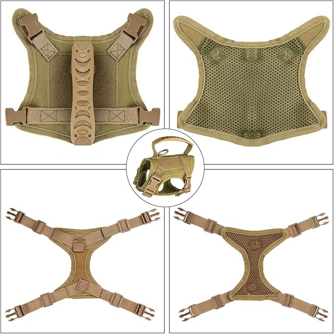 IronSeals Tactical Nylon Adjustable Dog Vest Harness Comfy Mesh Padding Puppy Vest with Quick-Release Buckle and Rubber Handle for Small Dog/Big Cat
