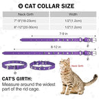 Leather Cat Collars for Boy Girl Cats with Bell and Safety Elastic Belt, Personalized Star and Moon Stud Adjustable Safe Buckle Collar for Kitty Small Big Cats Size 8-12 Inch, Purple
