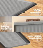 Cat Litter Mat 36x24 Inch, Silicone Litter Box Mat with Raised Edge and Diversion Groove, Waterproof Litter Trapping Mat, Easy to Clean Cat Mat for Litter Box, Grey