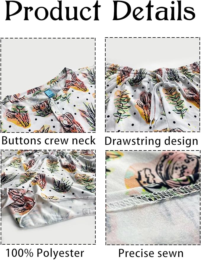 Custom Short Pajamas Set with Face Photo Women‘s Sleepwear Tee Personalized PJ Short Loungewear Set fot Her