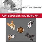 39.4"x29.5" Largest Pet Food Mat, Silicone Dog Mats for Food and Water, Nonslip Pet Feeding Mats for Floors,Dog Cat Bowl Mat with Raised Edges, Gray Green