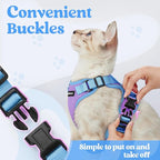 rabbitgoo Cat Harness and Leash Set, Escape Proof Soft Adjustable Vest Harnesses for Outdoor Walking, Easy Control Breathable Kitten Jacket with Reflective Strips, Purple & Blue, XXS