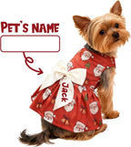 Personalized Dog Christmas Dress with Name, Custom Christmas Dress for Cat Girls, S-6XL Dog Winter Dress for Small Medium Large Dogs Xmas Outfit Birthday Gifts for Pet Girl(S)