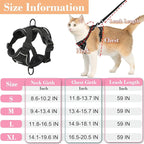 Cat Harness and Leash, Reflective Cat Harness Escape Proof for Walking, Adjustable Kitten Harness and Leash Set, 4 Buckles Easy Control Breathable Cat Vest Harness for All Types of Cats