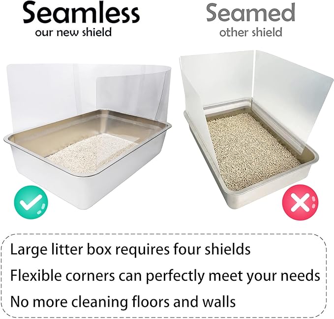 3PCS Cat Litter Box Pee Shields,Transparent Easy Clean Splash Guard for Open Top Litter Pan 14.5×11.5in- Litter Box Not Included (3, Clear)