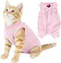 Cat Recovery Suit, Breathable Cat Onesie for Cats After Surgery, Kitten Onesie Bodysuit for Female Abdominal Wounds Skin Diseases E-Collar Alternative Wear (Pink, Medium)