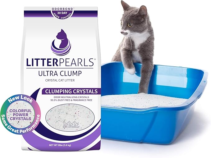 Litter Pearls Ultra Clump Unscented Crystal Clumping Cat Litter with Odorbond, 8 Pounds