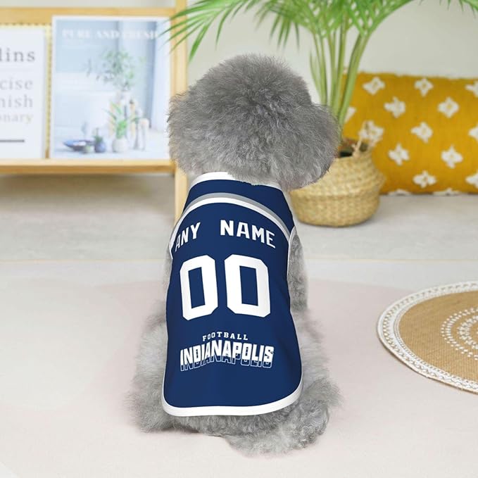 Indianapolis Custom Pet Jersey Dog Clothes Jersey Various Sizes Customized Any Name & Number for Small & Middle and Big Dogs