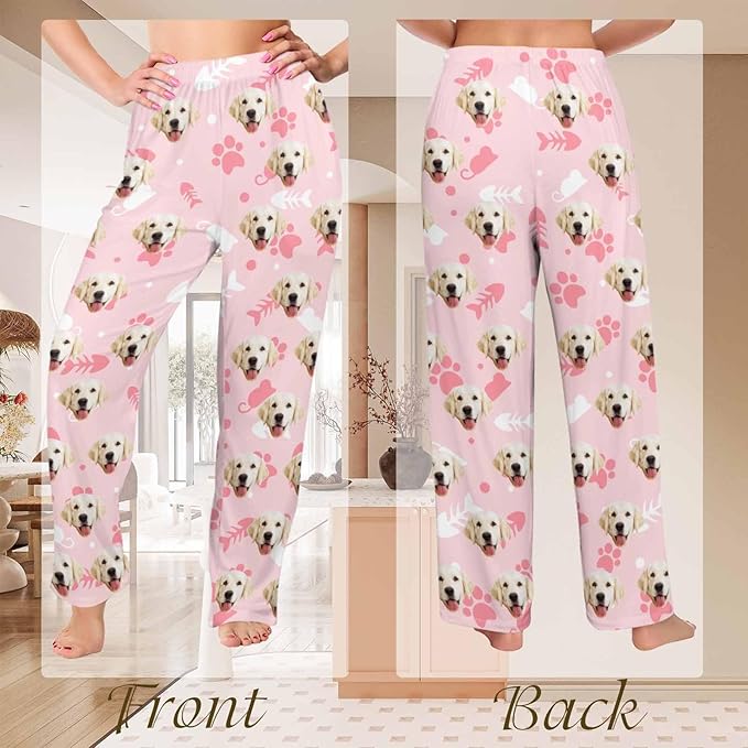 Custom Couple Pajama Pants Sock with Funny Face, Personalized PJ Anniversary Birthday Women Men Pants