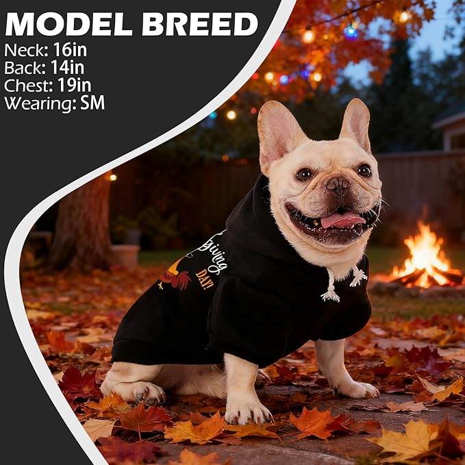 EXPAWLORER Fall Dog Hoodie-Soft and Warm Dog Sweaters, Pet Clothes Autumn Winter Coat Sweatshirt with Thanksgiving Turkey Theme Print for Puppy,Cat, Small Medium Large Dogs
