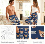 Custom Couple Pajama Pants Sock with Funny Face, Personalized PJ Anniversary Birthday Women Men Pants